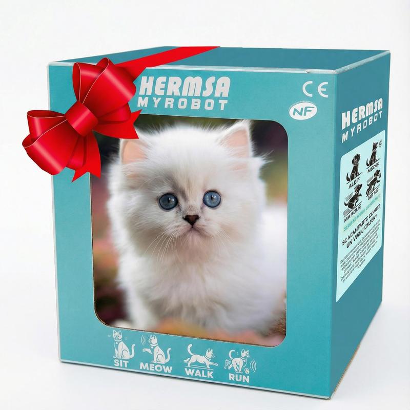 Interactive Robot Cat – Realistic Plush Pet That Walks, Barks & Wags Its Tail 🐱