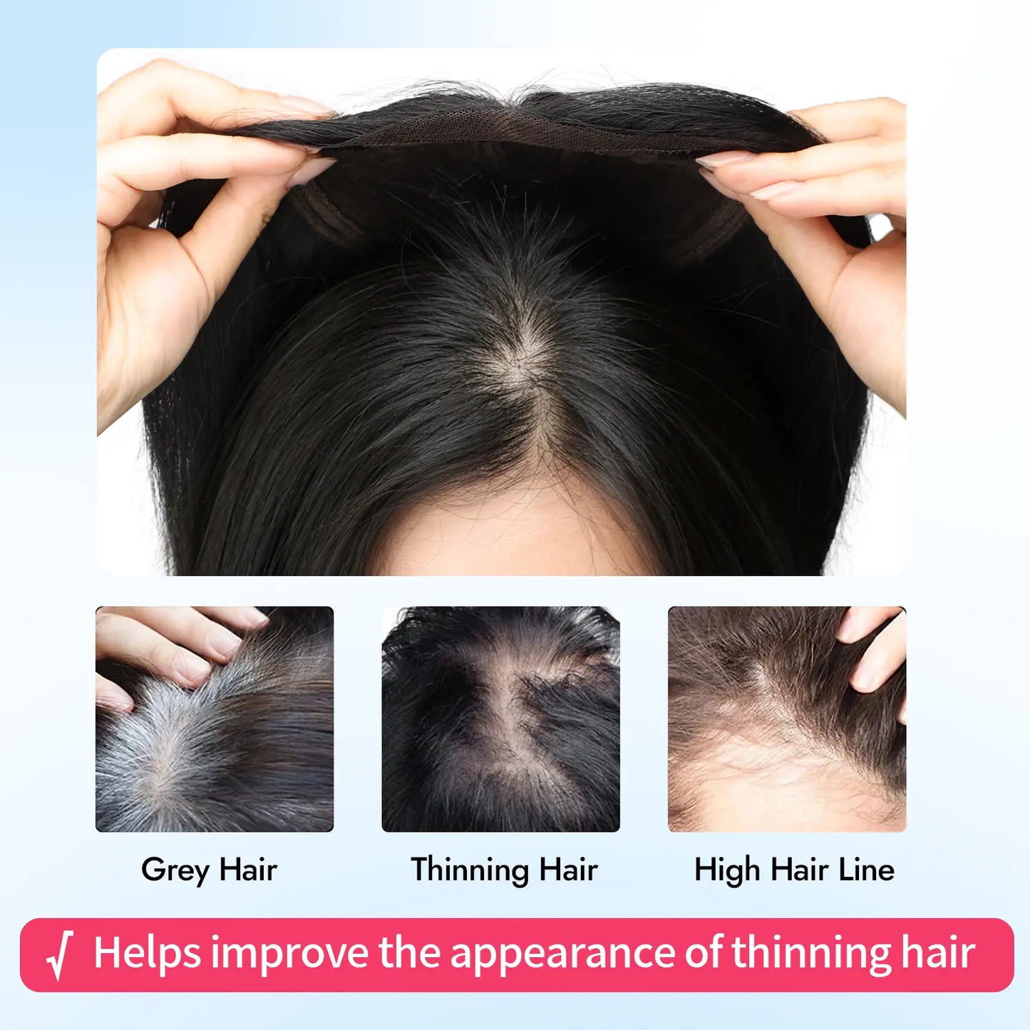 Hair Topper Slightly Layered Synthetic Extensions No Wig