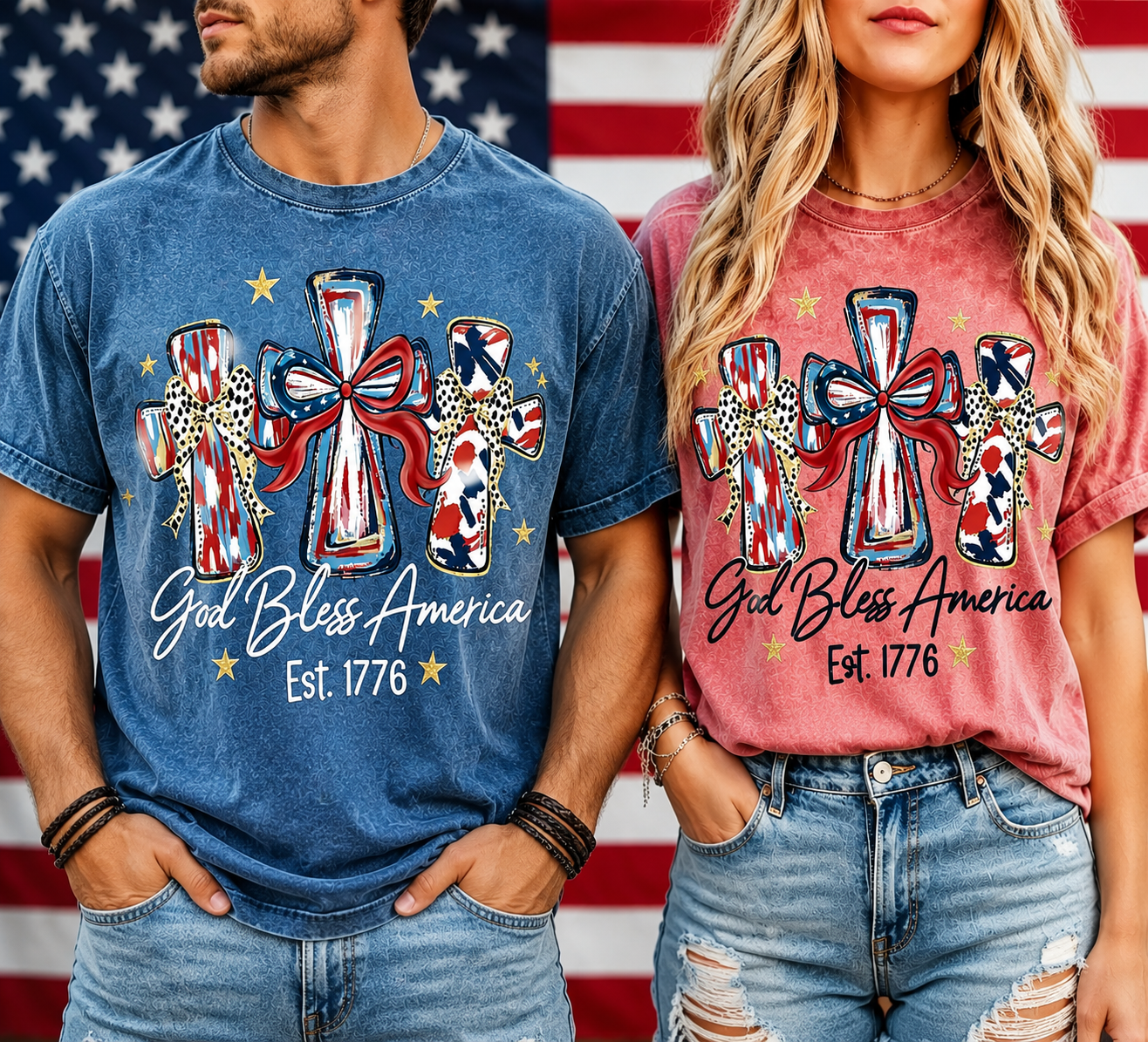 ⭐ God Bless America Women Washed T-Shirt - Vintage 250th Anniversary USA Gift Tee🎆