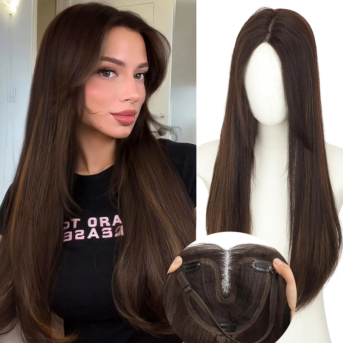 Hair Topper Slightly Layered Synthetic Extensions No Wig