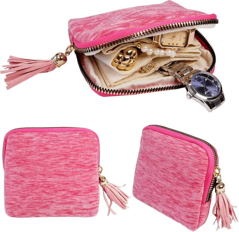 💎 Travel Jewelry Organizer Bag – Cotton-Lined Multi-Layer Case, Tangle-Free Storage