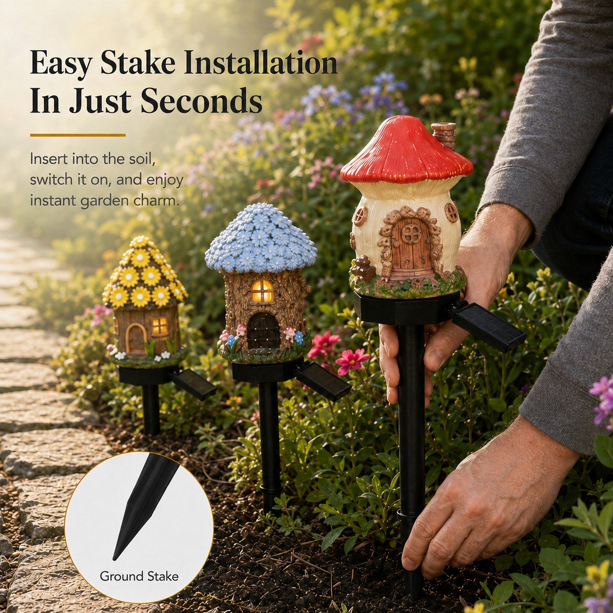 🔥Last Day: 60% OFF-🍄Solar Fairy Tale Mushroom Cottage Garden Light – Whimsical Warm Glow for Paths, Patios & Flower Beds🌙