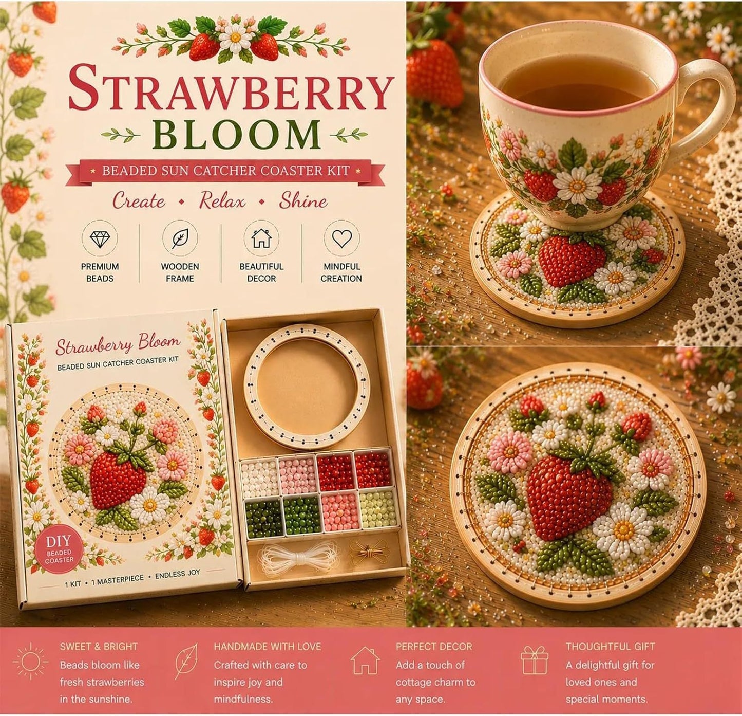 ✨Handcrafted Beaded Coaster Kit Collection - Create Beautiful Coasters Inspired by Nature
