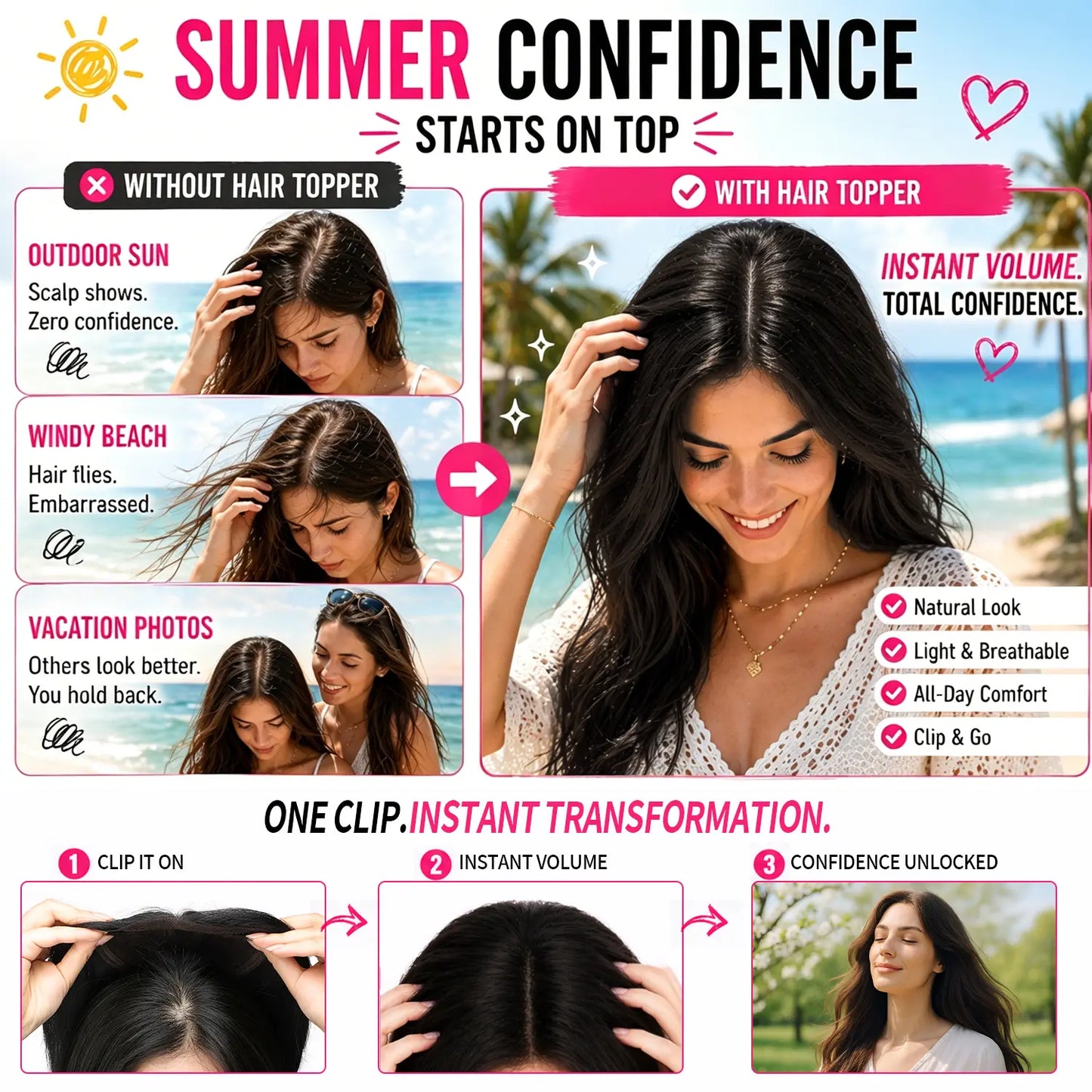 Hair Topper Slightly Layered Synthetic Extensions No Wig