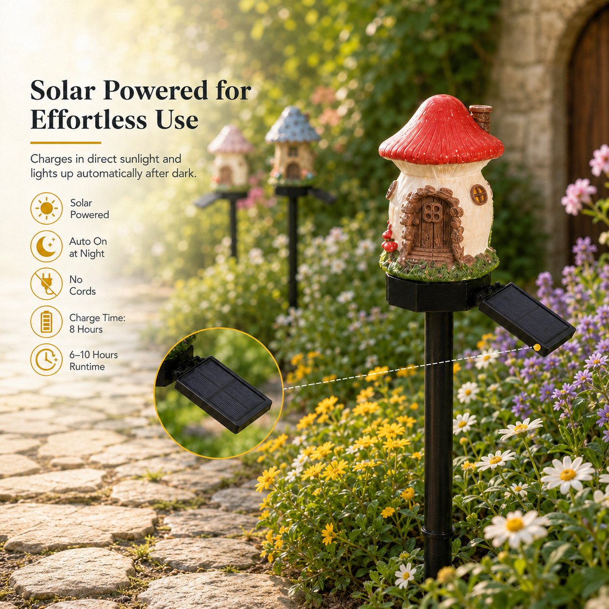 🔥Last Day: 60% OFF-🍄Solar Fairy Tale Mushroom Cottage Garden Light – Whimsical Warm Glow for Paths, Patios & Flower Beds🌙