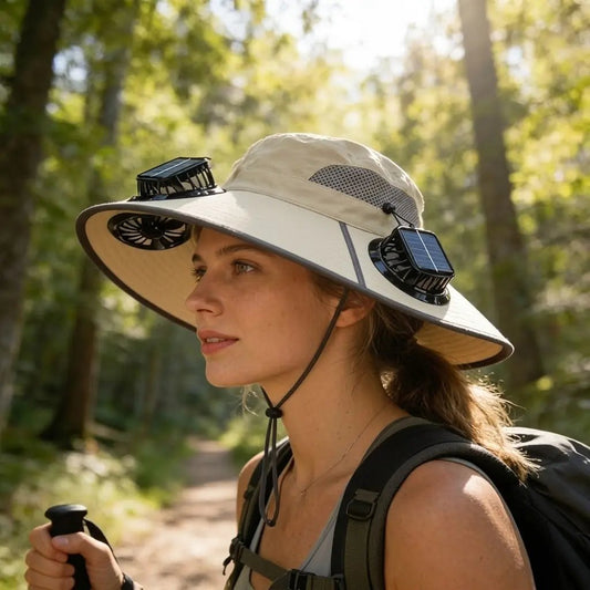 2026 New 3-Solar-Fan Cooling Hat — UPF50+ Sun Protection, Triple-Power Rechargeable, & Water-Resistant