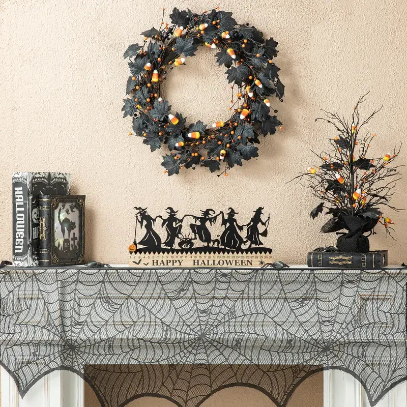 18"L Halloween Wooden & Metal Dancing Witch Silhouette Countdown Table Sign