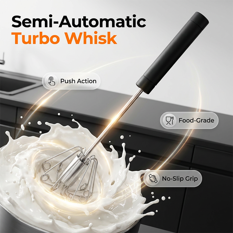 🥣 Stainless Steel Semi-Automatic Hand Mixer – Compact & Effortless Design ⚡ Lightweight & Space-Saving for Quick Kitchen Mixing 🍳