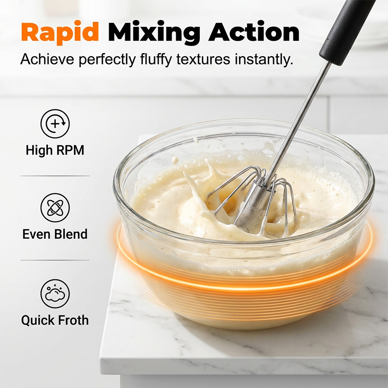 🥣 Stainless Steel Semi-Automatic Hand Mixer – Compact & Effortless Design ⚡ Lightweight & Space-Saving for Quick Kitchen Mixing 🍳