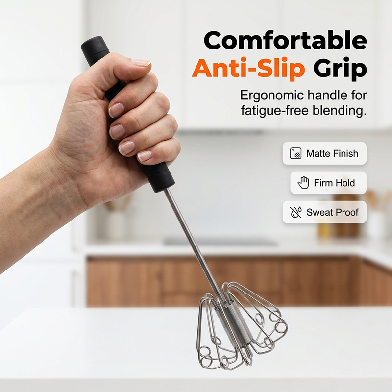🥣 Stainless Steel Semi-Automatic Hand Mixer – Compact & Effortless Design ⚡ Lightweight & Space-Saving for Quick Kitchen Mixing 🍳