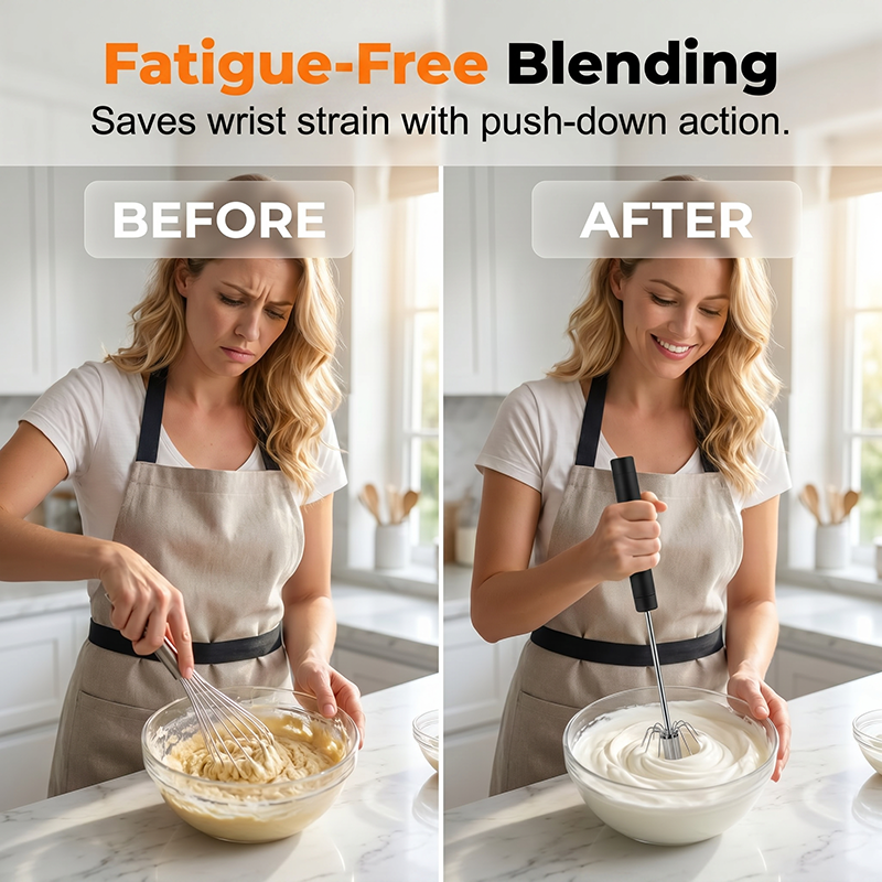 🥣 Stainless Steel Semi-Automatic Hand Mixer – Compact & Effortless Design ⚡ Lightweight & Space-Saving for Quick Kitchen Mixing 🍳