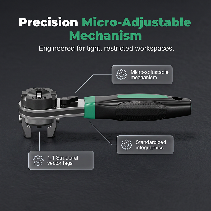 📢📢49% OFF !!!⏰60-Tooth Adjustable Ratchet Wrench