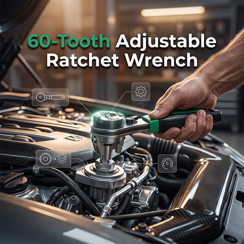 📢📢49% OFF !!!⏰60-Tooth Adjustable Ratchet Wrench